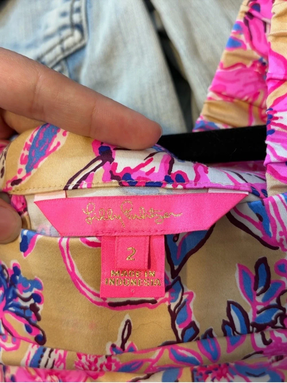Lilly Pulitzer Floral Square-Neck Puff-Sleeve Top in Beige and Pink
